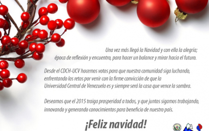 Feliz navidad y venturoso año 2015 les desea la familia CDCH UCV