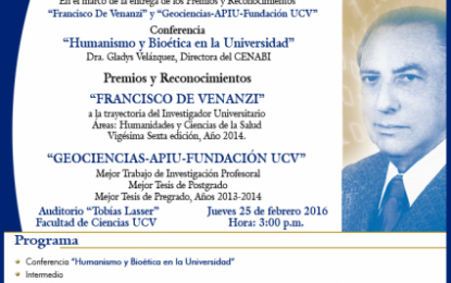 Entrega de premios “Francisco de Venanzi” y “Geociencias-APIU-Fundación UCV”