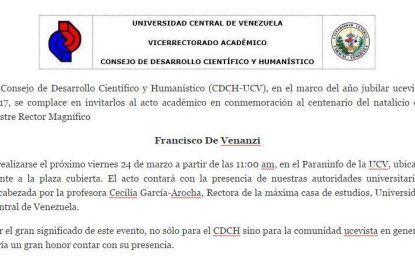 Acto académico: Centenario Francisco De Venanzi