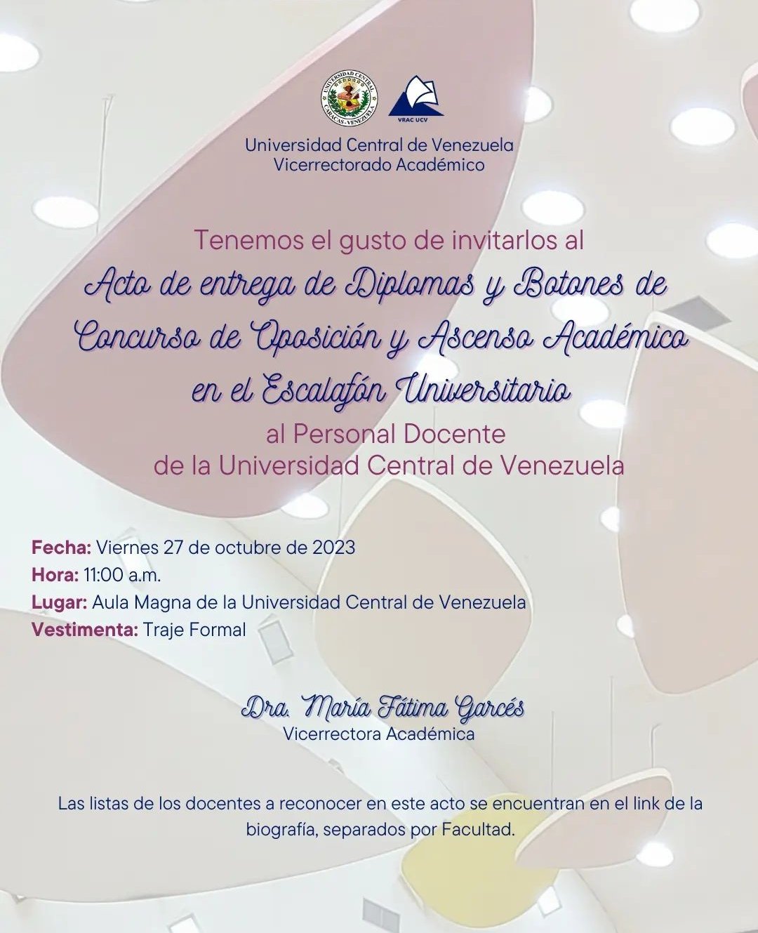 Acto de reconocimiento por Concursos de oposición y Ascensos a Profesores de la Universidad Central de Venezuela UCV.