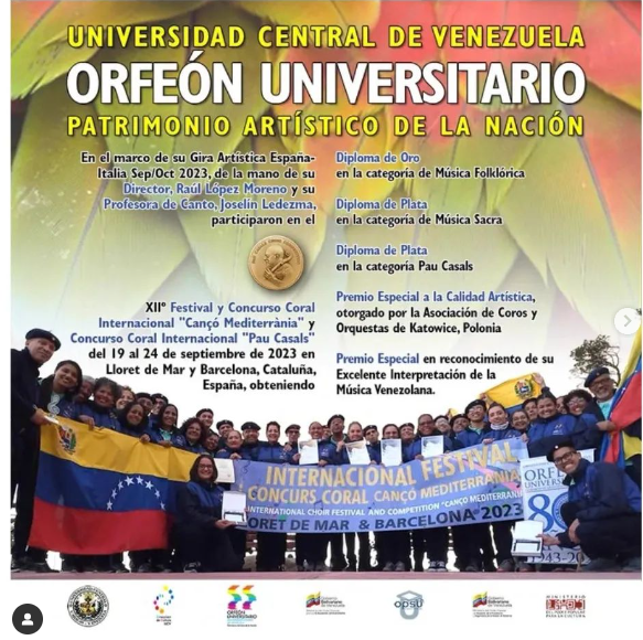 Exitosa Gira del Orfeón Universitario de la Universidad Central de Venezuela por Europa.