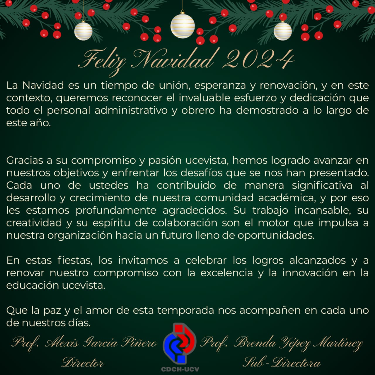 Mensaje de Navidad CDCH-UCV